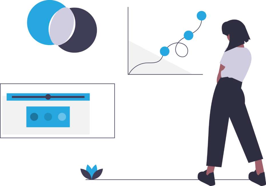 Woman designing and looking at data for Exploratory Analysis