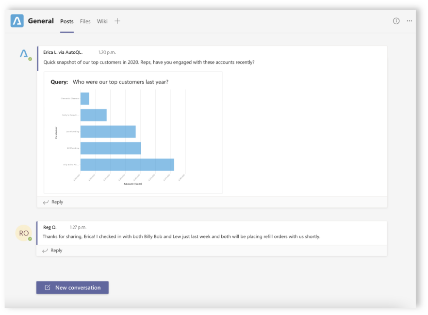 AutoQL in Microsoft Teams Collaboration